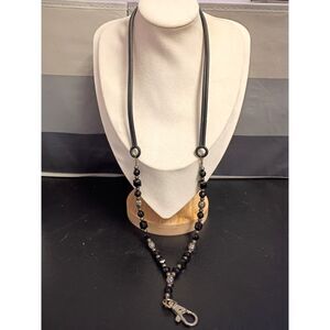 Stylish and Useful both, Black Lanyard ID Badge Holder Necklace Elegance Beaded